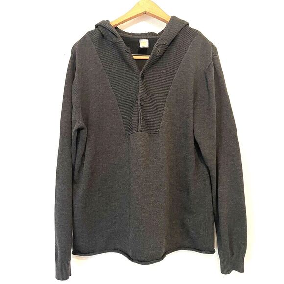 Standard Issue Mens Hoodie Sweater LARGE Dark Gray Long Sleeve Knit Cotton Blend - Picture 1 of 9